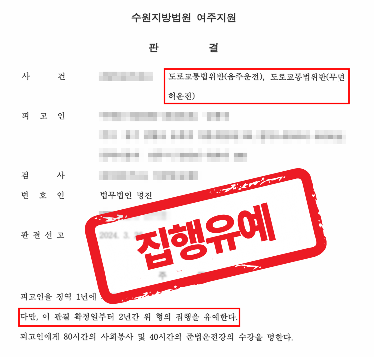 3번째 음주운전, 무면허 전력까지 집행유예로 실형을 면한 사례 — 음주운전 전문 변호사의 실전 변론