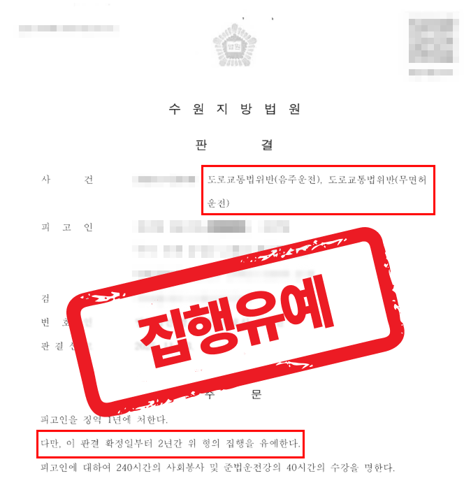 2번째 음주운전 전력·무면허운전, 실형 위기에서 집행유예로 방어 성공한 사례 — 음주운전 전문 변호사의 실전 변론
